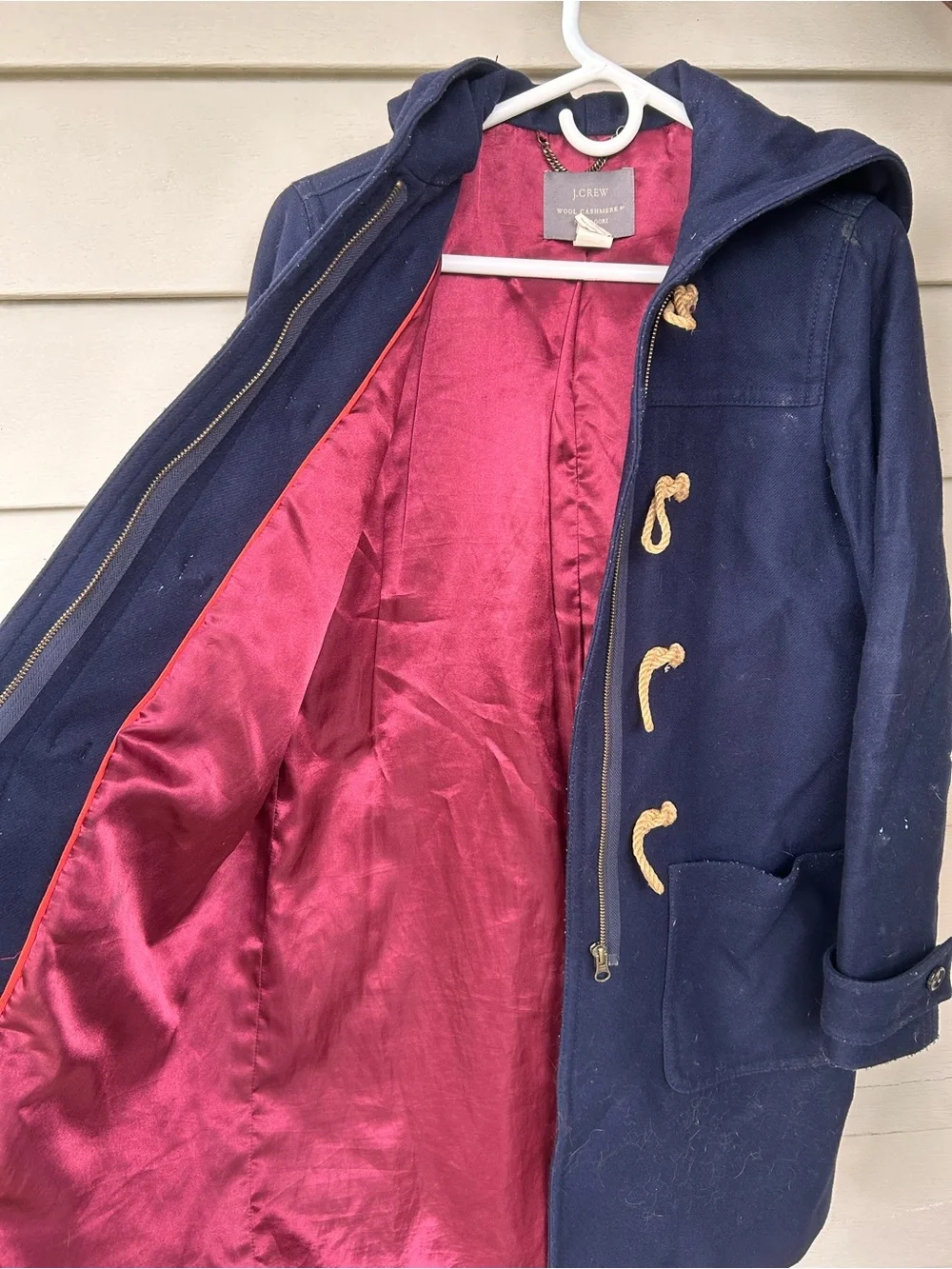J. Crew Nello Gori Navy Wool Cashmere Toggle Peacoat with Rope Accents - Picture 4 of 8